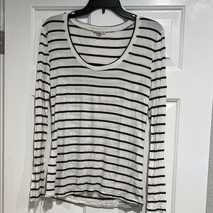 Zenana Outfitters Black and White Striped Long Sleeve Tee